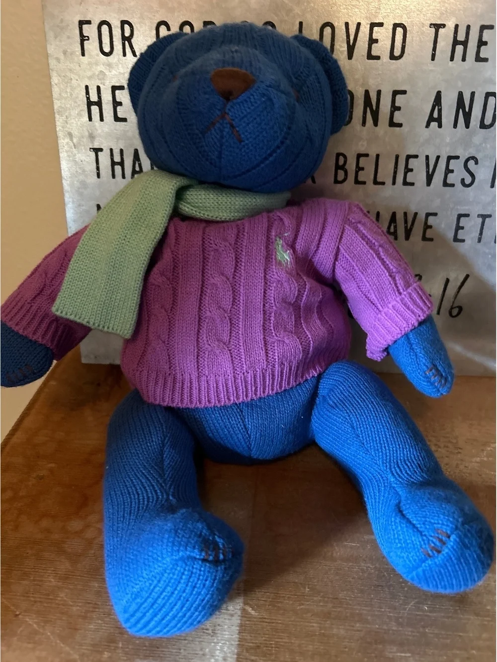 Ralph Lauren Polo Bear Knit Sweater Plush Toy with Scarf